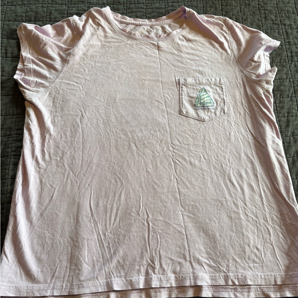 Vineyard Vines Womens Lavender Sailboat Lighthouse Pocket T-Shirt Medium Cotton - Picture 3 of 7